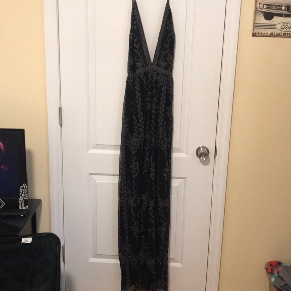 VICI Lovato Embroidered Lace Halter Jumpsuit